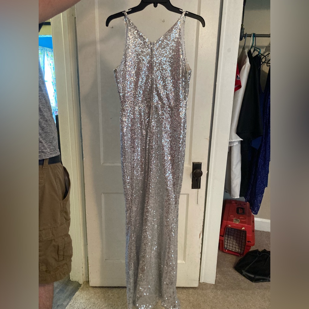 Long, Sparkly, Silver Dress